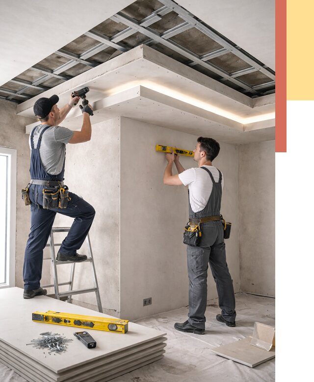 Двухуровневый потолок из гипсокартона в Выборге от 1482 руб. под ключ | ОТДЕЛОЧНИК-Вбр