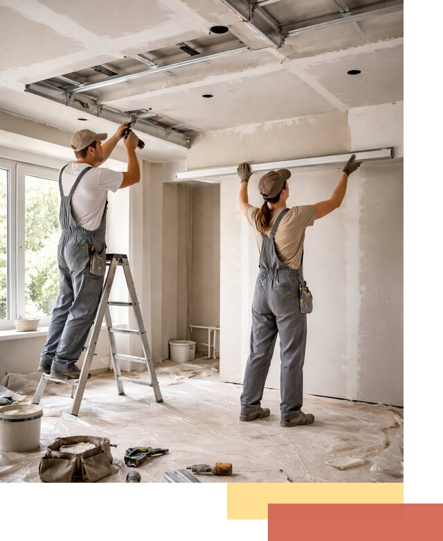 Монтаж многоуровневого потолка из гипсокартона в Выборге