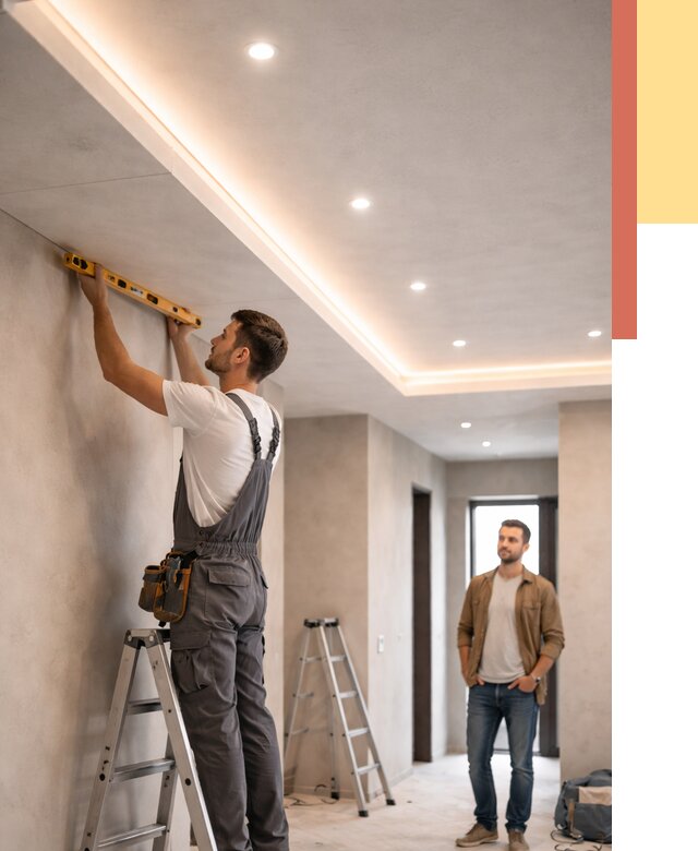 Потолок из гипсокартона с подсветкой в Выборге от 767 руб./м2 под ключ | ОТДЕЛОЧНИК-Вбр