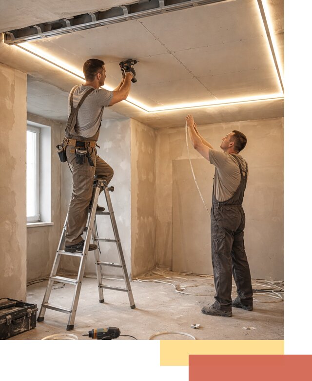 Потолок из гипсокартона с подсветкой в Выборге