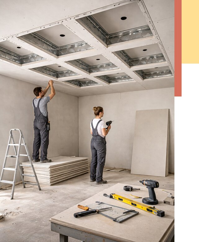 Кессонный потолок из гипсокартона в Выборге от 1891 руб. — монтаж и под ключ | ОТДЕЛОЧНИК-Вбр