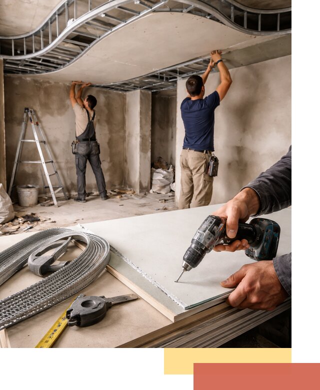 Криволинейный потолок из гипсокартона в Выборге — монтаж и отделка