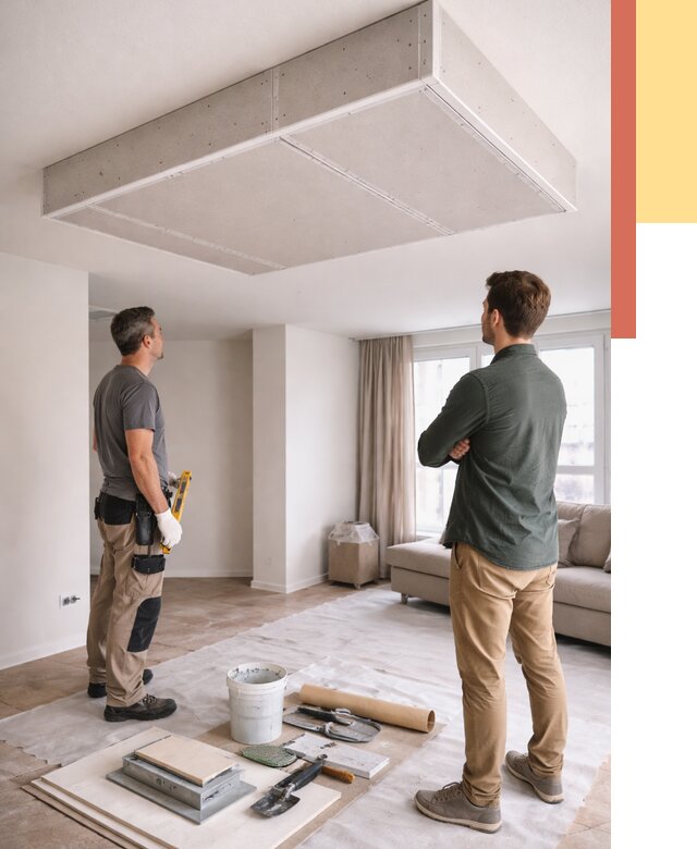 Короб на потолке из гипсокартона в Выборге от 2249 руб. — монтаж и услуги под ключ | ОТДЕЛОЧНИК-Вбр