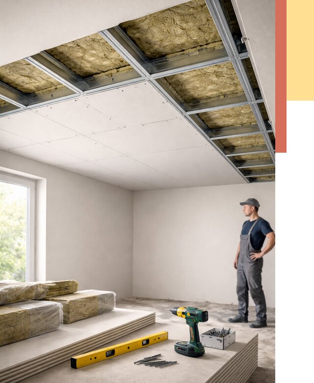 Звукоизоляция потолка ГКЛ в Выборге от 971 руб. — монтаж под ключ | ОТДЕЛОЧНИК-Вбр