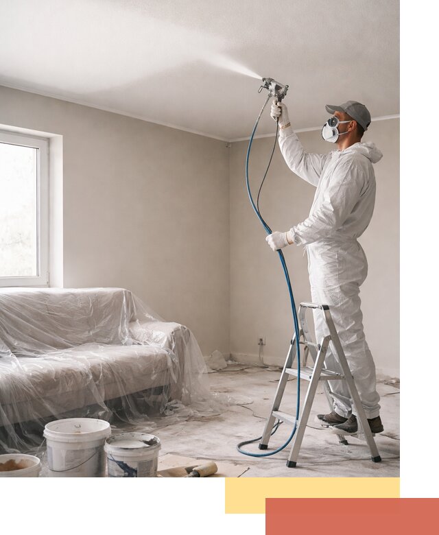 Покраска потолка краскопультом в Выборге быстро и качественно