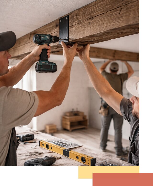 Монтаж декоративных потолочных балок в Выборге